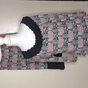 Rose Print Convertible Neckline 2 Pc Dress  NWT